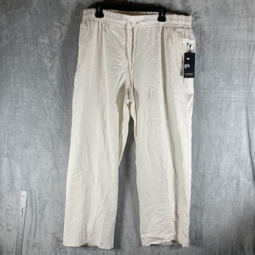Jones New York Women's Pants XL Linen Blend Drawstring‎ Pockets Wide Leg Pull On
